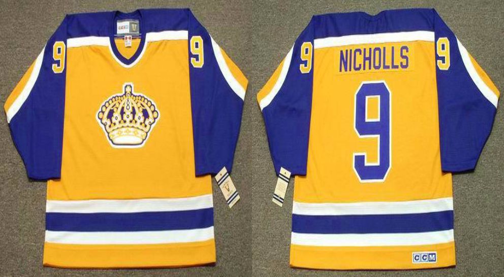2019 Men Los Angeles Kings 9 Nicholls Yellow CCM NHL jerseys